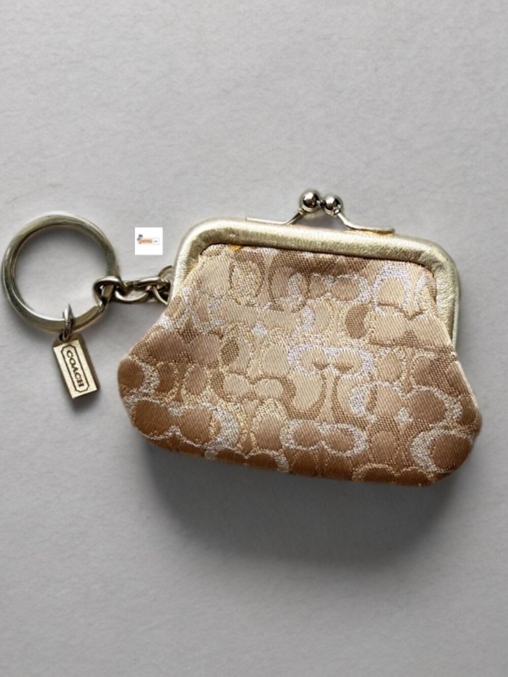 Coach Gold Glitter Lurex Canvas Small Kisslock Coin Case